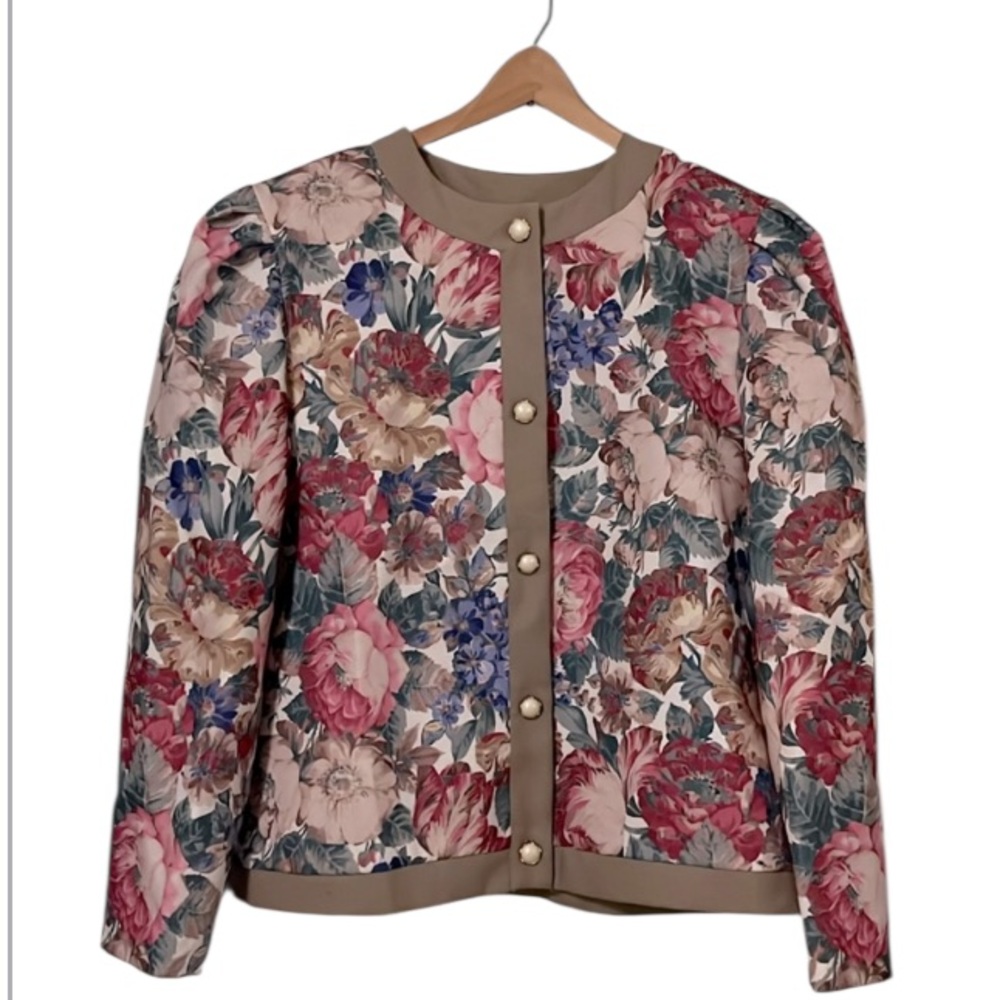 Vintage Classic Apparel Woman’s Floral Button Down Suit Jacket Blazer Sz 14